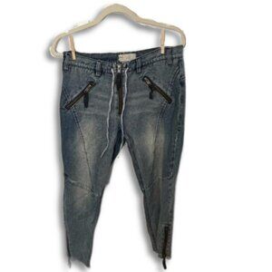 Free People Patch Zip Distressed Jeans Size 28